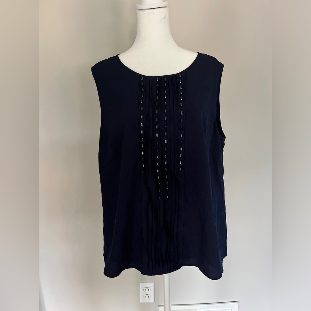 Jones New York Navy Sleeveless Blouse